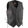 Milwaukee Leather Men's Classic ‘Side Laced Black Western Style Motorcycle Vest - LKM3776