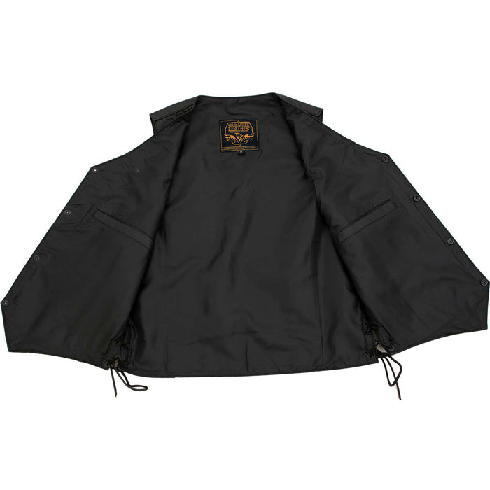 Milwaukee Leather Men's Classic ‘Side Laced Black Western Style Motorcycle Vest - LKM3776