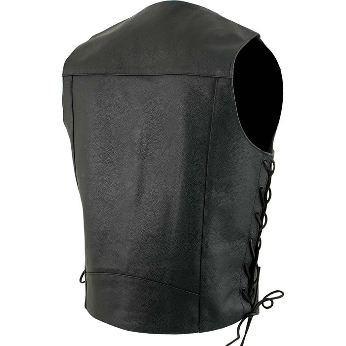 Milwaukee Leather Men's Classic ‘Side Laced Black Western Style Motorcycle Vest - LKM3776
