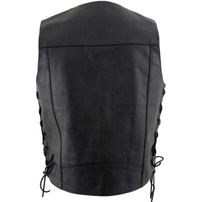 Milwaukee Leather Men's Classic ‘Side Laced Black Western Style Motorcycle Vest - LKM3776