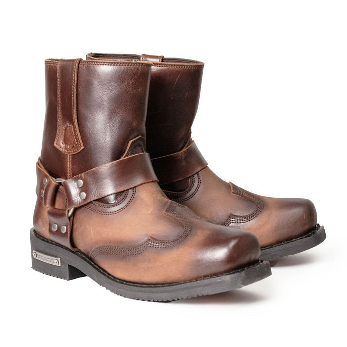 Milwaukee Leather Men's Copper Ridge Brown Leather Motorcycle Harness Boots - MBM9054