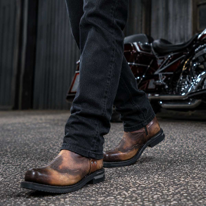 Milwaukee Leather Men's Copper Ridge Brown Leather Motorcycle Harness Boots - MBM9054