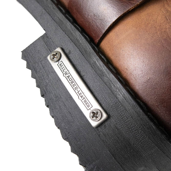 Milwaukee Leather Men's Copper Ridge Brown Leather Motorcycle Harness Boots - MBM9054
