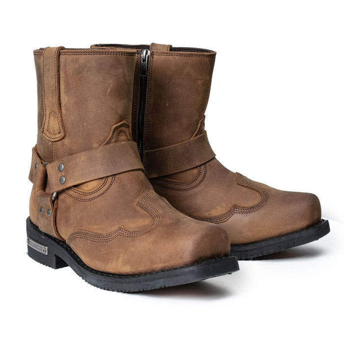Milwaukee Leather Men's Copper Ridge Brown Suede Motorcycle Harness Boots - MBM9053