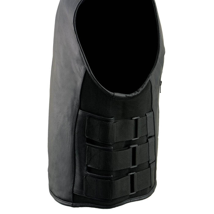 Milwaukee Leather Men's Creeper Black Triple Strap Leather Motorcycle Vest - LKM3791