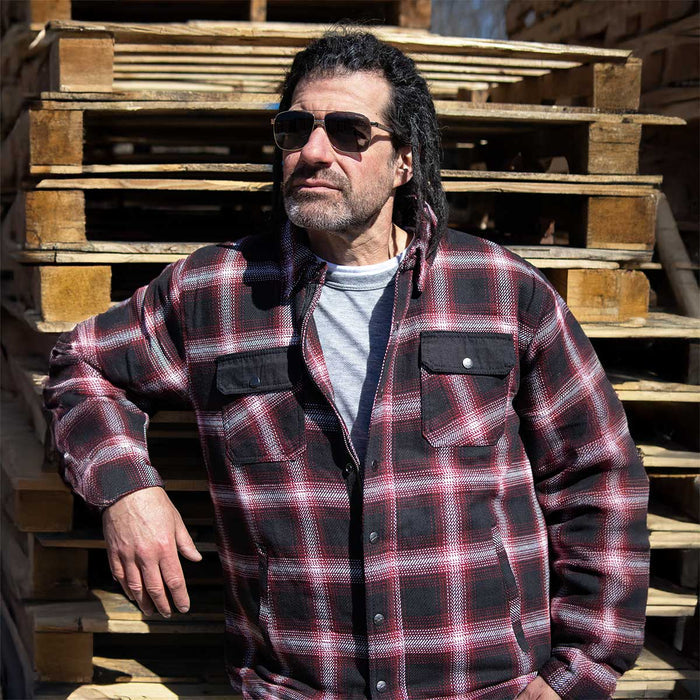 Milwaukee Leather Men’s Grim Stone Heavy Duty Plaid Mechanic Flannel Shirt Jacket - Warmed Lined - MPM1637