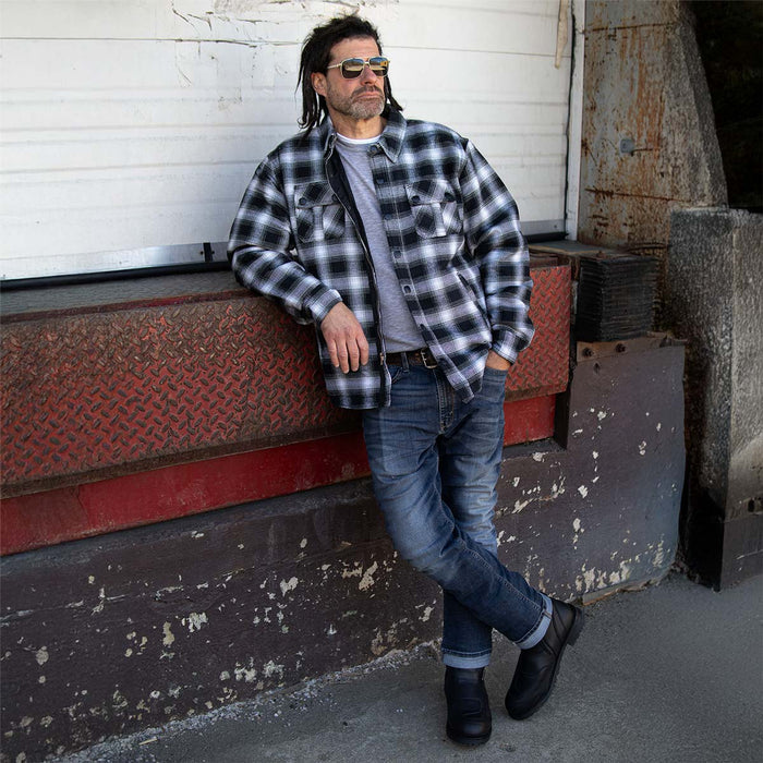 Milwaukee Leather Men's Heavy-Duty Checkered Flannel Riding Shirt - Warm Lined - Zippered Hand Pockets - MPM1638