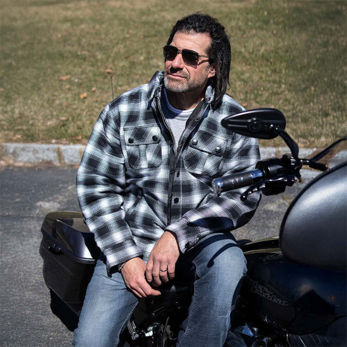 Milwaukee Leather Men's Heavy-Duty Checkered Flannel Riding Shirt - Warm Lined - Zippered Hand Pockets - MPM1638
