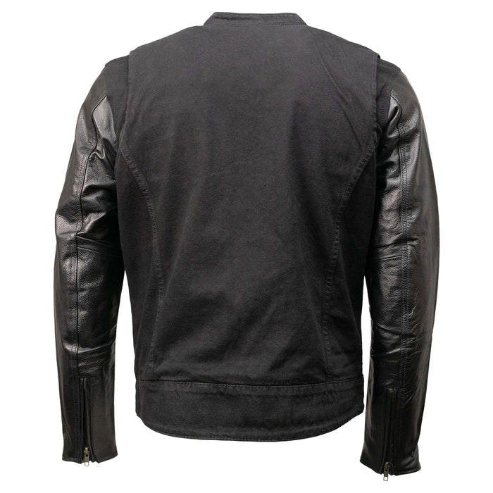 Milwaukee Leather Men's Night Shift Black Denim and Leather Sleeves Motorcycle Riders Jacket - MDM1003