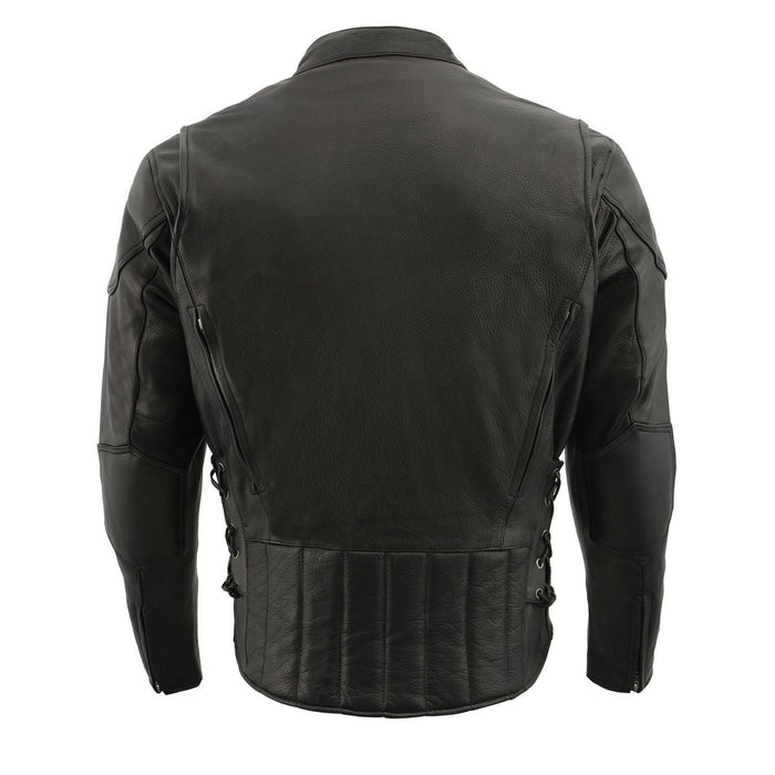 Milwaukee Leather Men's Over Drive Scooter Style Black Vented Leather Motorcycle Jacket - SH1010