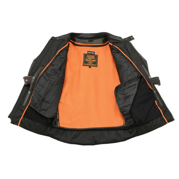 Milwaukee Leather Men's Over Drive Scooter Style Black Vented Leather Motorcycle Jacket - SH1010