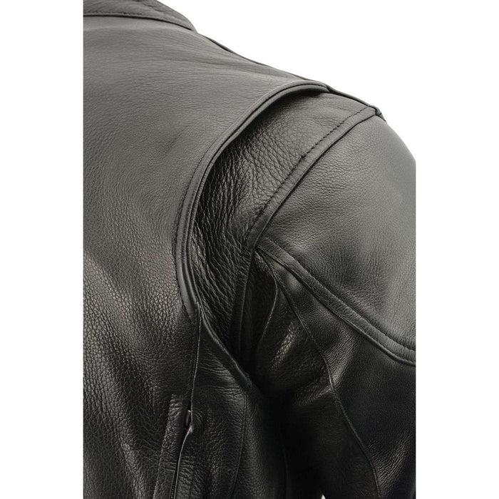 Milwaukee Leather Men's Over Drive Scooter Style Black Vented Leather Motorcycle Jacket - SH1010