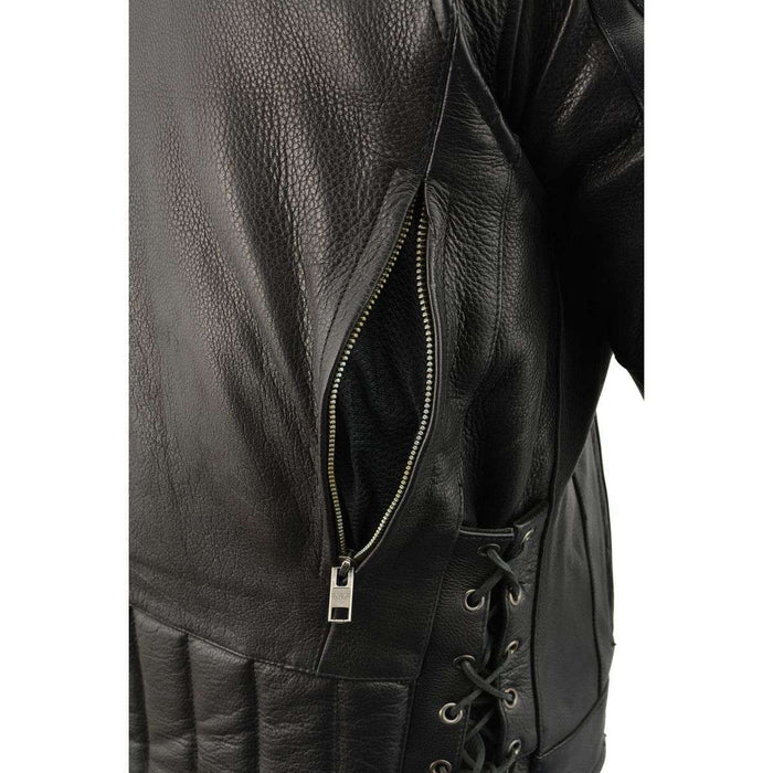 Milwaukee Leather Men's Over Drive Scooter Style Black Vented Leather Motorcycle Jacket - SH1010