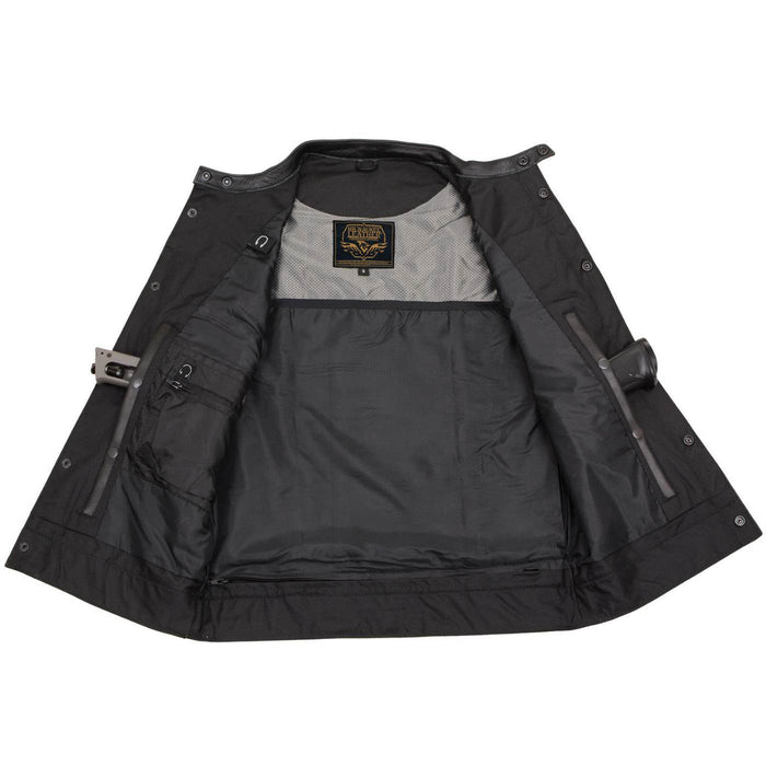Milwaukee Leather Men's Quick Draw Black Cowhide Leather Motorcycle Vest - LKM3794