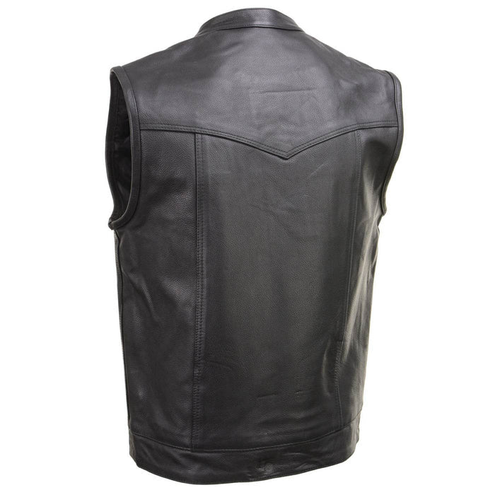 Milwaukee Leather Men's Quick Draw Black Cowhide Leather Motorcycle Vest - LKM3794
