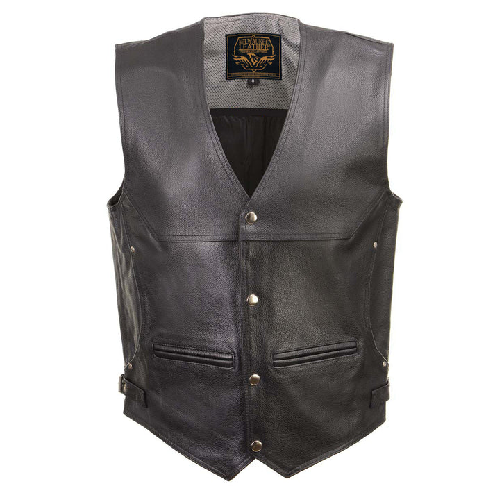 Milwaukee Leather Men's Road King Black Cowhide Leather Motorcycle Vest - LKM3793