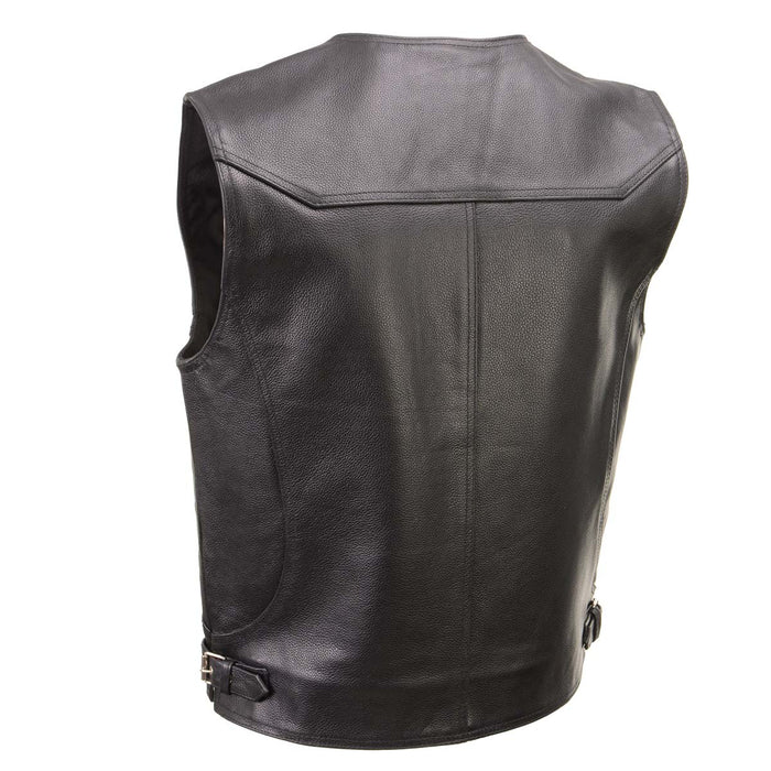 Milwaukee Leather Men's Road King Black Cowhide Leather Motorcycle Vest - LKM3793