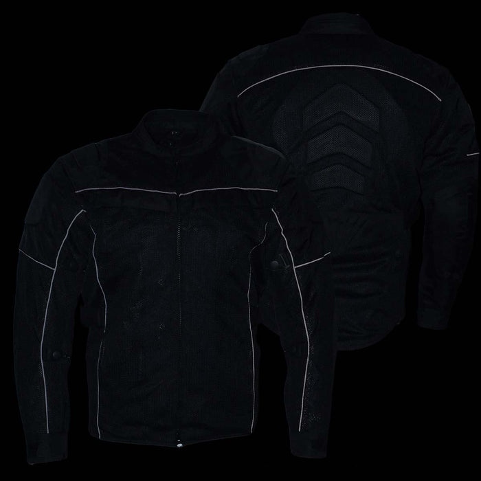 Milwaukee Leather Men's Shadow Black Textile Motorcycle Jacket w/ CE Armor - MPM17030