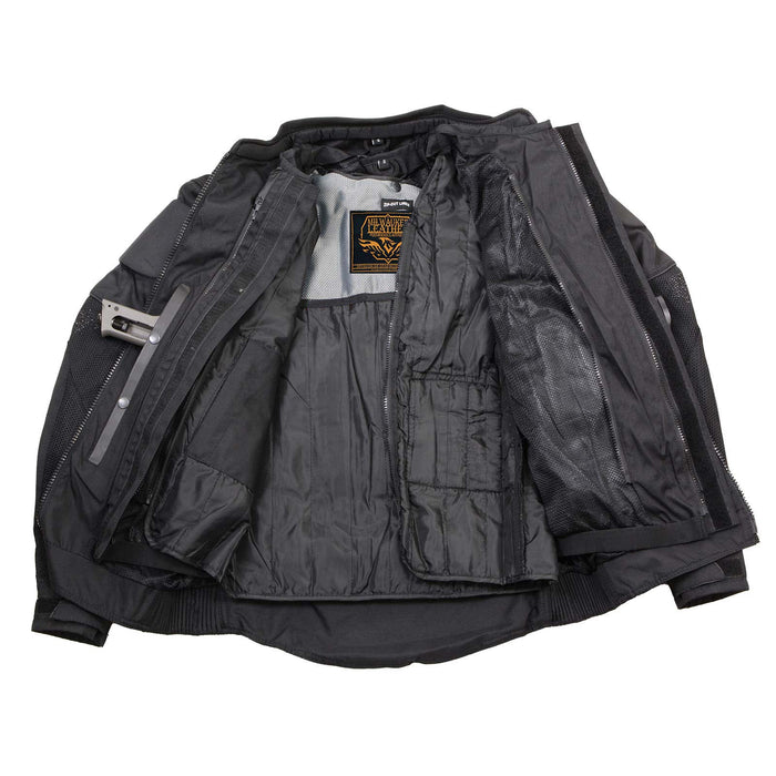 Milwaukee Leather Men's Shadow Black Textile Motorcycle Jacket w/ CE Armor - MPM17030