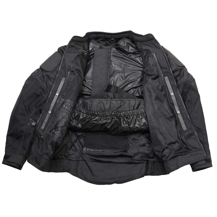 Milwaukee Leather Men's Shadow Black Textile Motorcycle Jacket w/ CE Armor - MPM17030