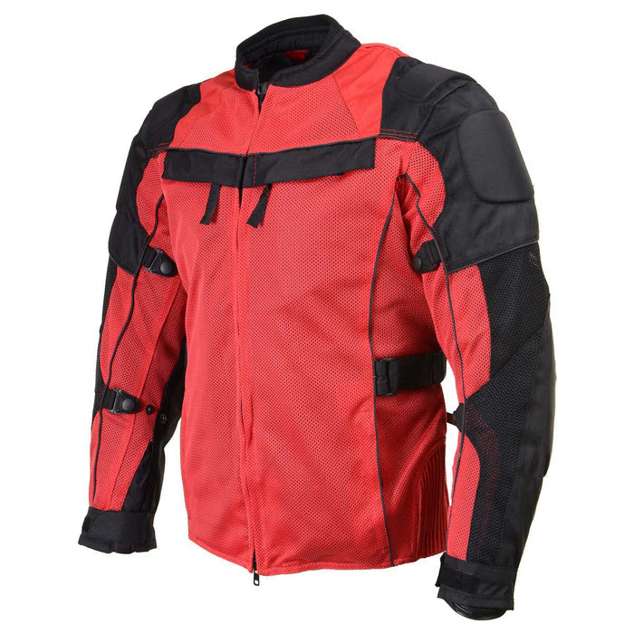 Milwaukee Leather Men's Venture Black/Red Textile Motorcycle Jacket w/ CE Armor - MPM17031