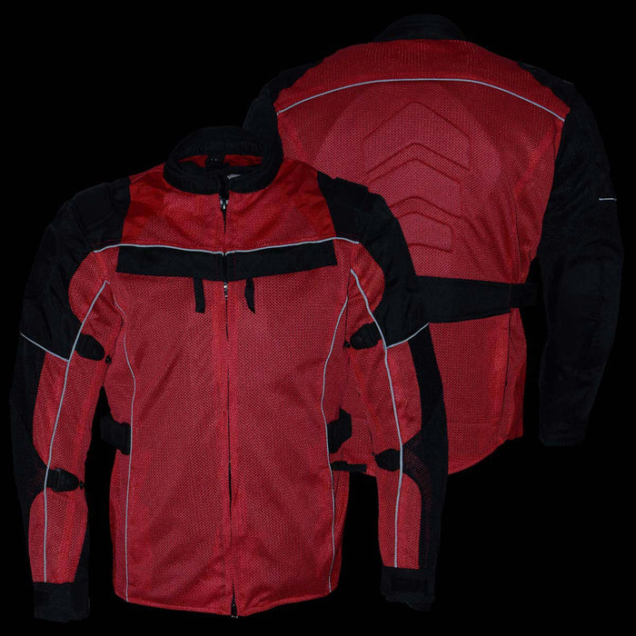 Milwaukee Leather Men's Venture Black/Red Textile Motorcycle Jacket w/ CE Armor - MPM17031