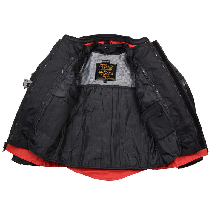 Milwaukee Leather Men's Venture Black/Red Textile Motorcycle Jacket w/ CE Armor - MPM17031