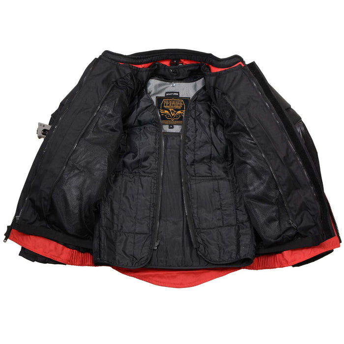 Milwaukee Leather Men's Venture Black/Red Textile Motorcycle Jacket w/ CE Armor - MPM17031