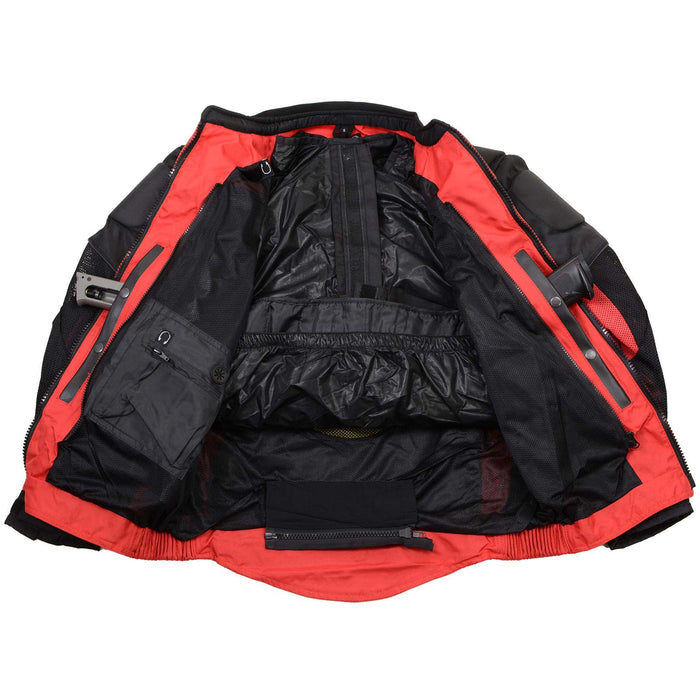 Milwaukee Leather Men's Venture Black/Red Textile Motorcycle Jacket w/ CE Armor - MPM17031