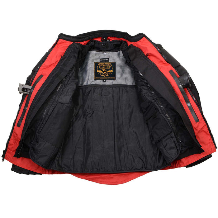 Milwaukee Leather Men's Venture Black/Red Textile Motorcycle Jacket w/ CE Armor - MPM17031