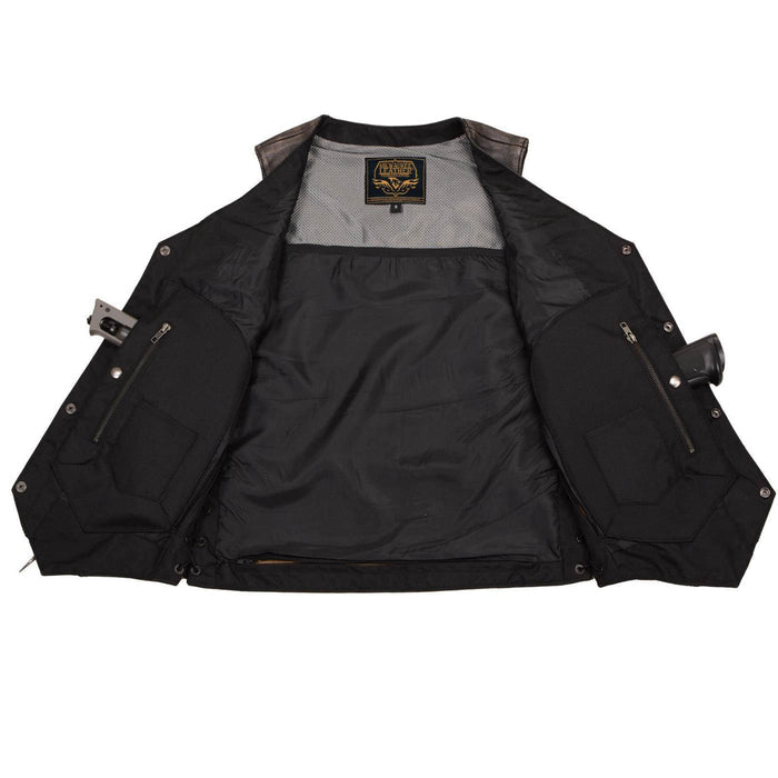 Milwaukee Leather Men's Wreck Distressed Brown Leather Motorcycle Vest - LKM3795