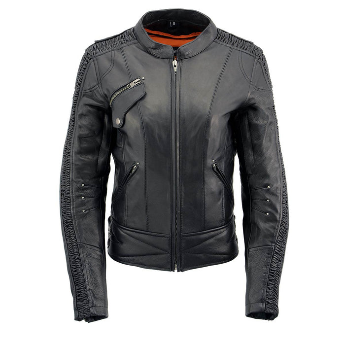 Milwaukee Leather MLL2570 Women's Black 'Phoenix Embroidered' Leather Motorcycle Jacket