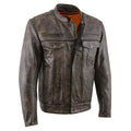 Milwaukee Leather MLM1508 Men's Distressed Brown Premium Leather Motorcycle Rider Jacket