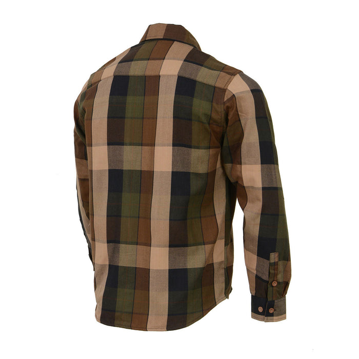 Milwaukee Leather MNG11667 Men's Brown and Beige Long Sleeve Cotton Flannel Shirt