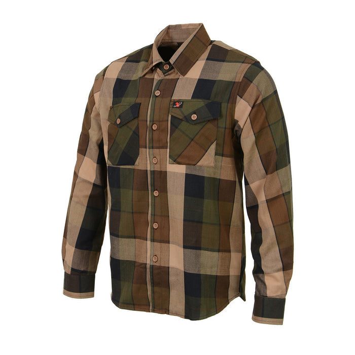 Milwaukee Leather MNG11667 Men's Brown and Beige Long Sleeve Cotton Flannel Shirt