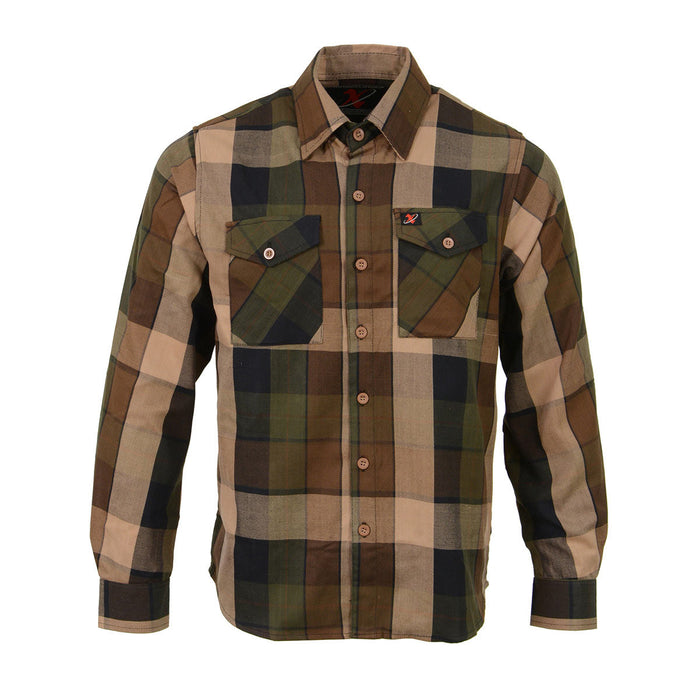 Milwaukee Leather MNG11667 Men's Brown and Beige Long Sleeve Cotton Flannel Shirt