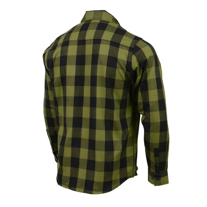 Milwaukee Leather MNG11668 Men's Black and Green Long Sleeve Cotton Flannel Shirt