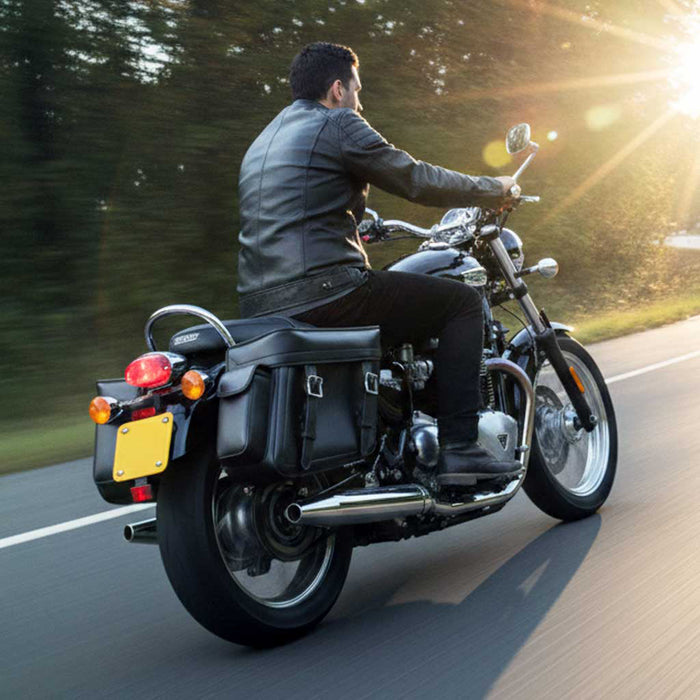 Milwaukee Leather MP8315 Black Zip Off PVC Throw Over Saddlebags with Bonus Side Pockets