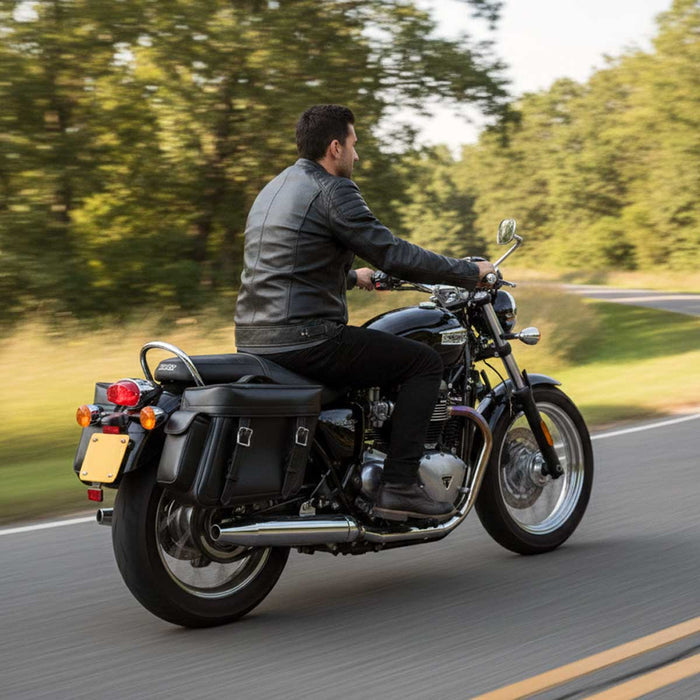 Milwaukee Leather MP8315 Black Zip Off PVC Throw Over Saddlebags with Bonus Side Pockets