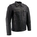 Milwaukee Leather SFM1810 Men's Black Lambskin Patch Pocket Leather Jacket