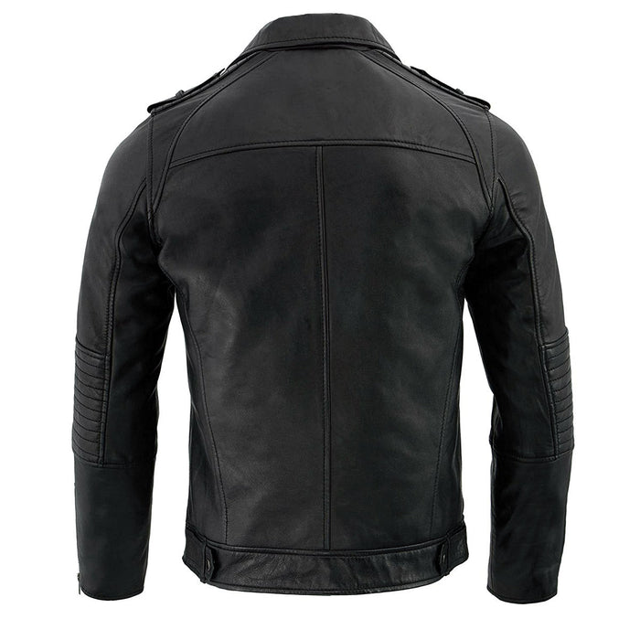 Milwaukee Leather SFM1810 Men's Black Lambskin Patch Pocket Leather Jacket