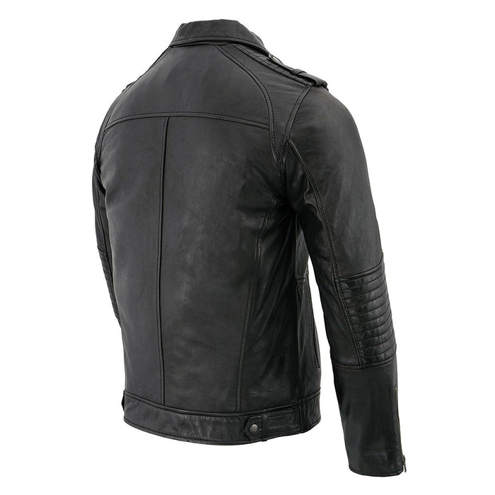 Milwaukee Leather SFM1810 Men's Black Lambskin Patch Pocket Leather Jacket