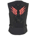 Milwaukee Leather SH1955 Ladies Black and Red Textile Vest with Wing Embroidery