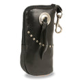 Milwaukee Leather SH508S Black Leather Zippered Eye Glass Case with Studs and Belt Clasp