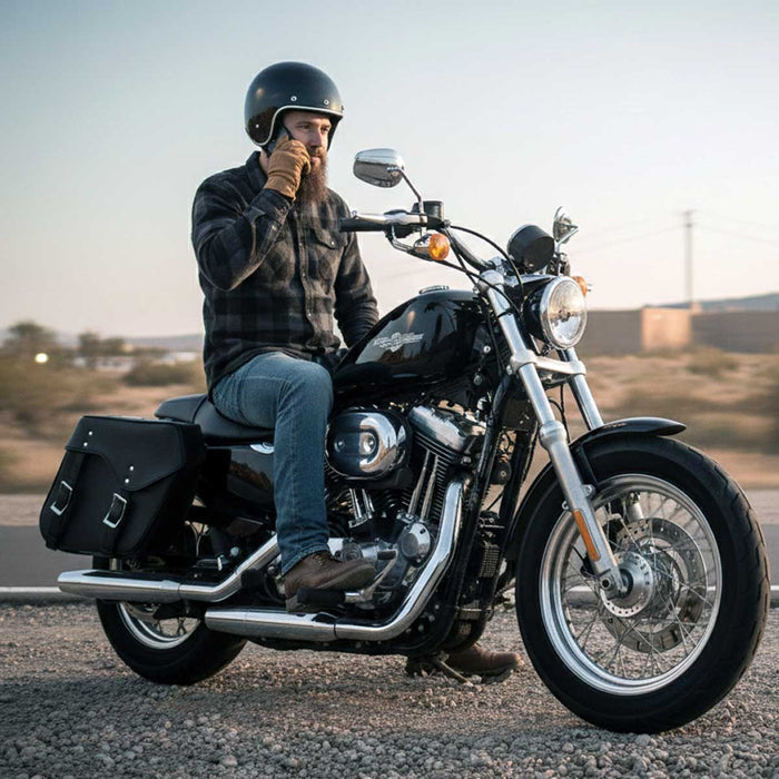 Milwaukee Leather SH55201ZB Black Large PVC Zip-Off Throwover Motorcycle Saddlebags