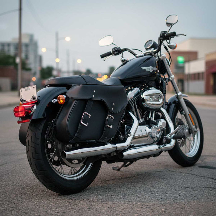 Milwaukee Leather SH55303ZB Black Medium Zip-Off PVC Throw Over Motorcycle Saddlebags