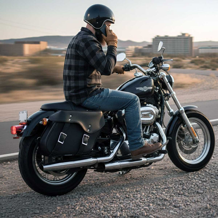 Milwaukee Leather SH55303ZB Black Medium Zip-Off PVC Throw Over Motorcycle Saddlebags