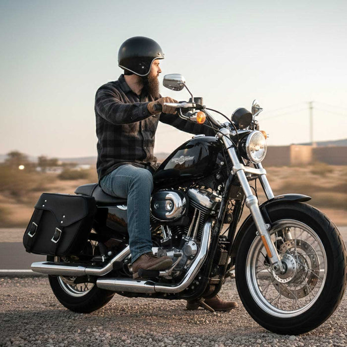 Milwaukee Leather SH55303ZB Black Medium Zip-Off PVC Throw Over Motorcycle Saddlebags