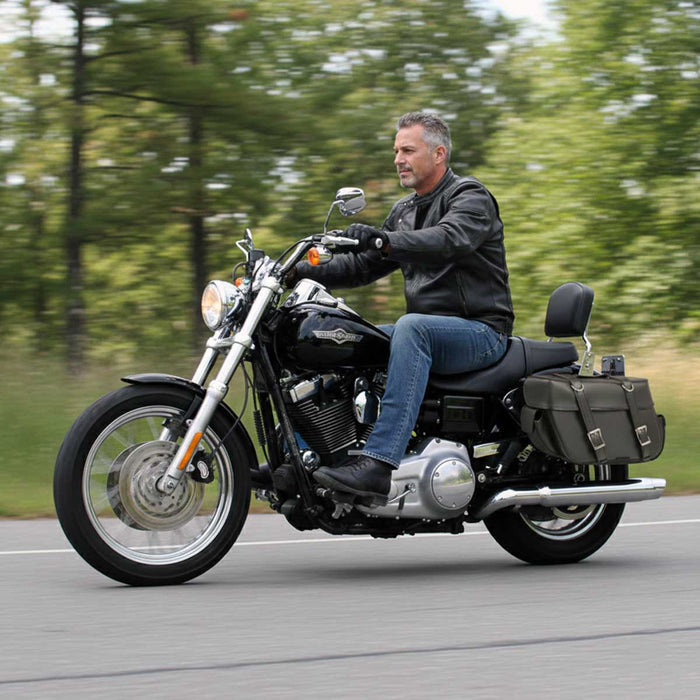 Milwaukee Leather SH57403ZB Black Medium Zip-Off PVC Throw Over Motorcycle Saddlebags