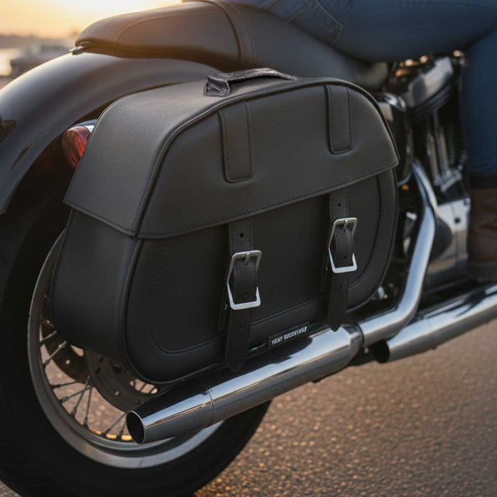 Milwaukee Leather SH611ZB Black Zip-Off PVC Throw Over Rounded Motorcycle Saddlebags